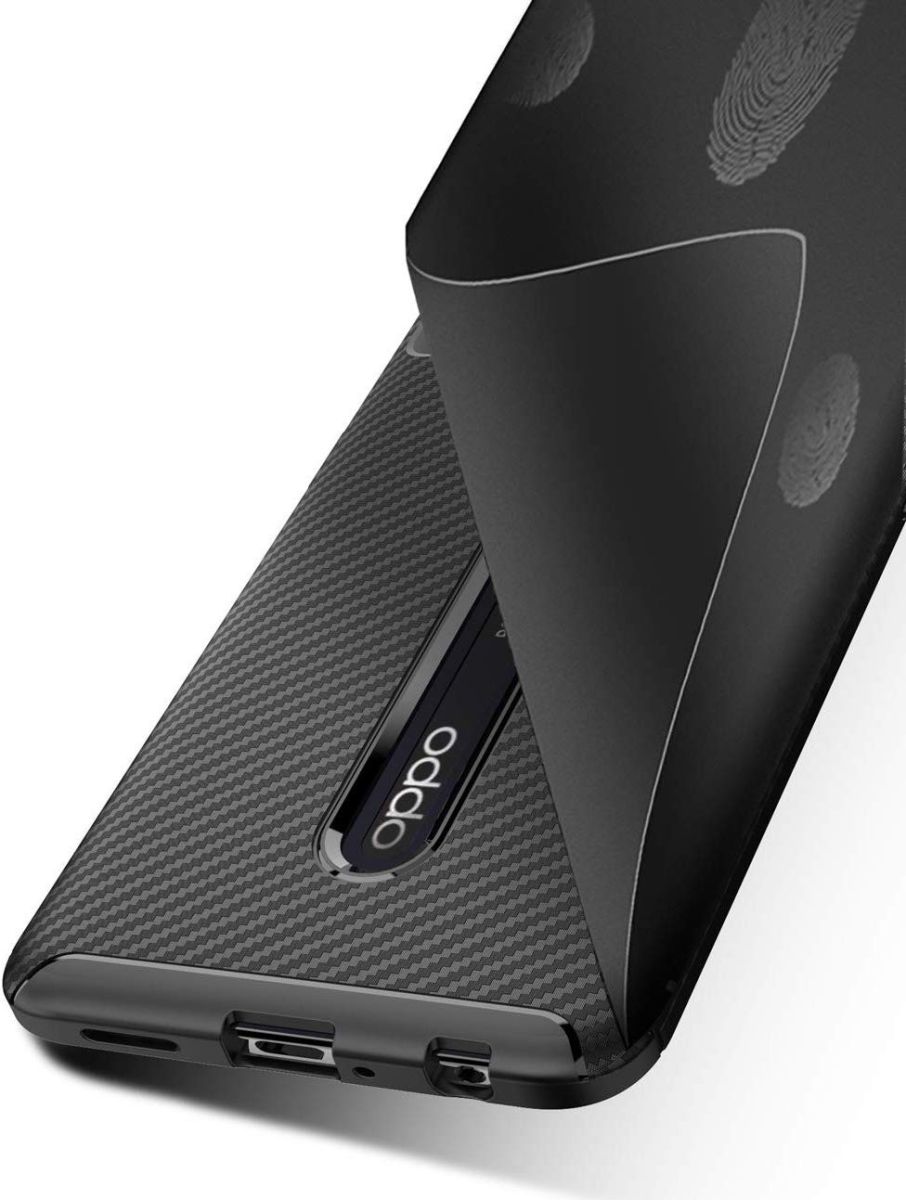 Oppo Reno 2 Siliconen Carbon Hoesje Zwart afbeelding 9