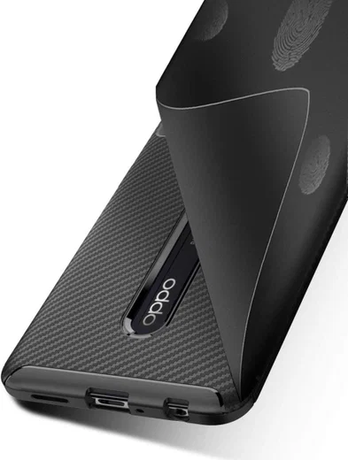 Oppo Reno 2 Siliconen Carbon Hoesje Zwart afbeelding 9