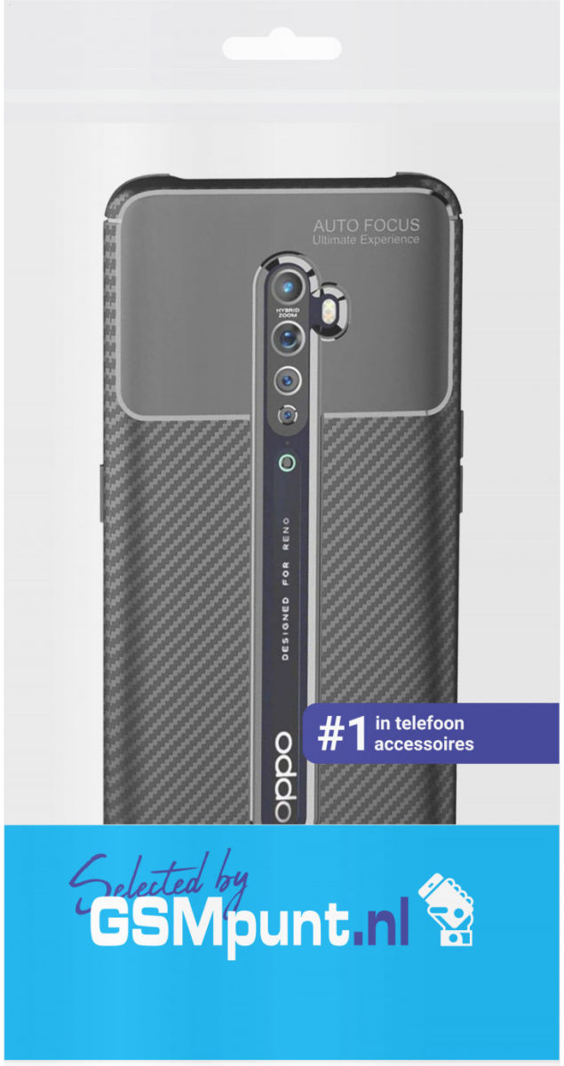 Oppo Reno 2 Siliconen Carbon Hoesje Zwart afbeelding 4