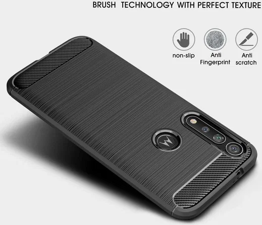 Motorola Moto G8 Plus Geborsteld TPU Hoesje Zwart afbeelding 2