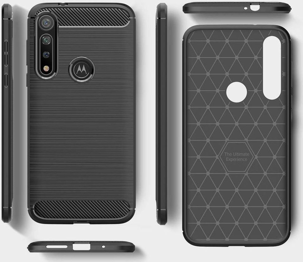Motorola Moto G8 Plus Geborsteld TPU Hoesje Zwart afbeelding 4