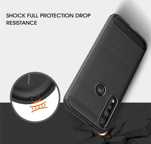 Motorola Moto G8 Plus Geborsteld TPU Hoesje Zwart afbeelding 6