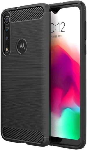 Motorola One Macro Geborsteld TPU Hoesje Zwart afbeelding 1