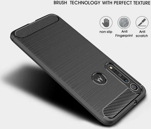 Motorola One Macro Geborsteld TPU Hoesje Zwart afbeelding 2