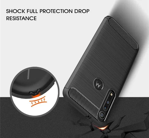Motorola One Macro Geborsteld TPU Hoesje Zwart afbeelding 5
