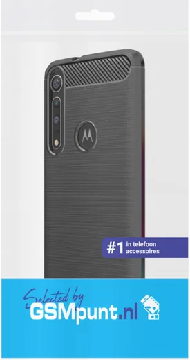 Motorola One Macro Geborsteld TPU Hoesje Zwart afbeelding 4