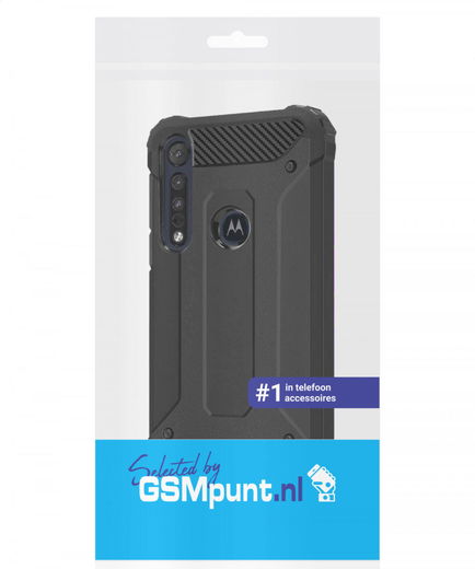 Motorola Moto G8 Plus Hybride Hoesje Zwart afbeelding 2