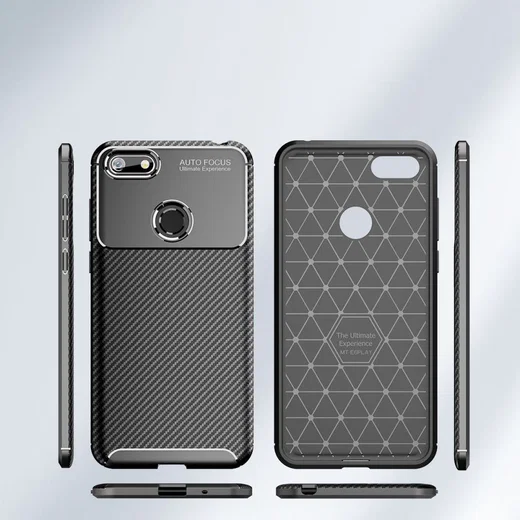 Motorola Moto E6 Play Siliconen Carbon Hoesje Zwart afbeelding 8