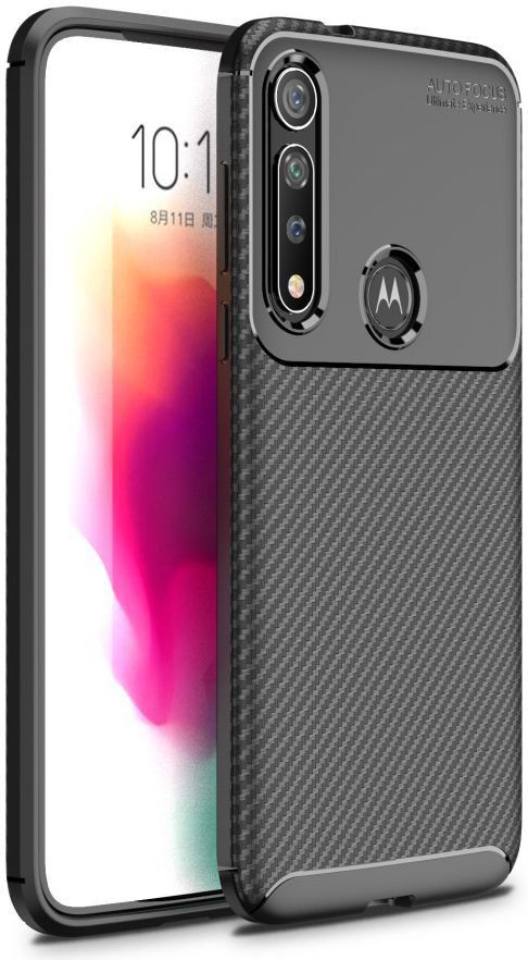 Motorola Moto G8 Plus Siliconen Carbon Hoesje Zwart afbeelding 1