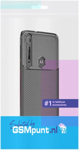 Motorola One Macro Siliconen Carbon Hoesje Zwart afbeelding 4