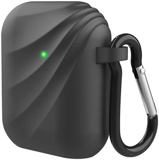 Apple Airpods Siliconen Hoesje met Haak Zwart afbeelding 1