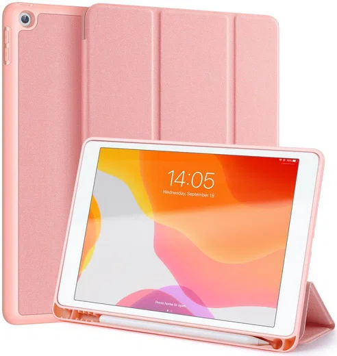 Dux Ducis Apple iPad 10.2 2019 / 2020 / 2021 Tri-fold Hoes Roze Goud afbeelding 1