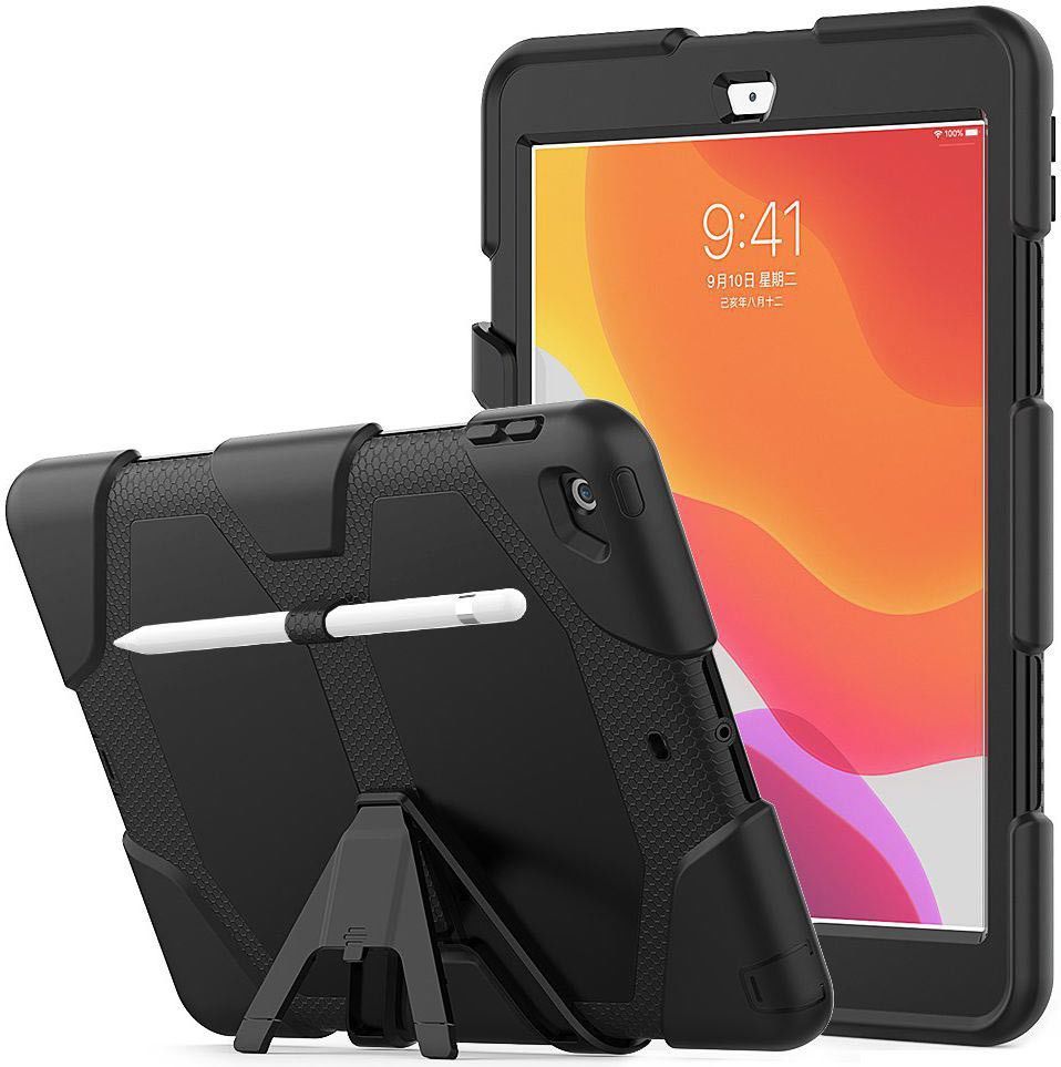 iPad 10.2 (2019/2020/2021) Hybride Hoesje met Screen Protector Zwart afbeelding 1