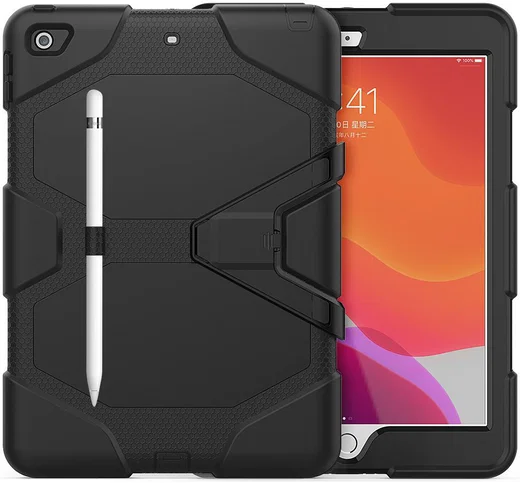 iPad 10.2 (2019/2020/2021) Hybride Hoesje met Screen Protector Zwart afbeelding 3