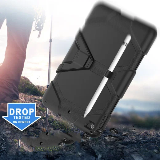 iPad 10.2 (2019/2020/2021) Hybride Hoesje met Screen Protector Zwart afbeelding 6