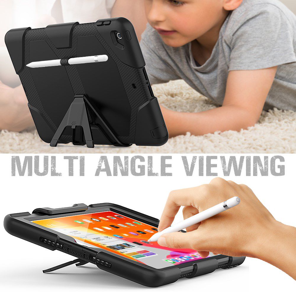 iPad 10.2 (2019/2020/2021) Hybride Hoesje met Screen Protector Zwart afbeelding 7