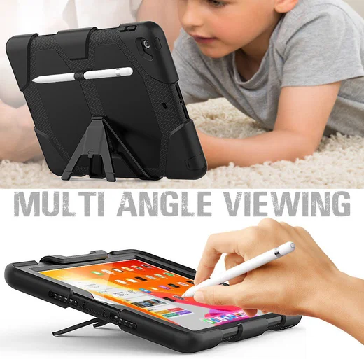 iPad 10.2 (2019/2020/2021) Hybride Hoesje met Screen Protector Zwart afbeelding 7
