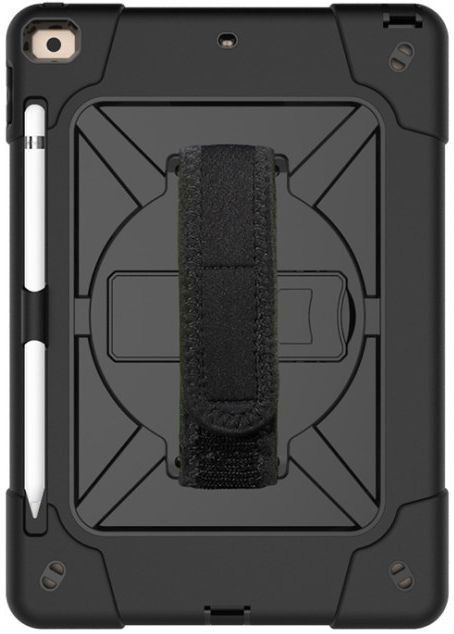 iPad 10.2 2019/2020/2021 Hybride Kickstand Hoes met Handriem Zwart afbeelding 9