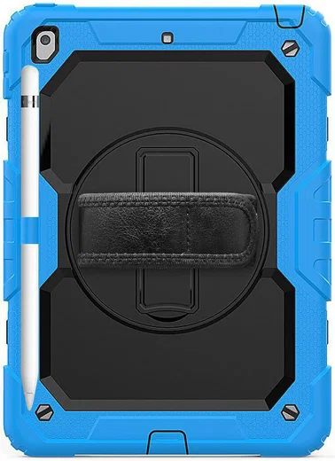 iPad 10.2 2019 / 2020 / 2021 Hoesje met Verstelbare Handriem Blauw afbeelding 7