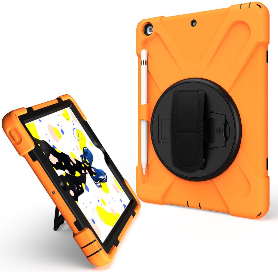 iPad 10.2 2019 / 2020 / 2021 Hoesje met Verstelbare Handriem Oranje afbeelding 8