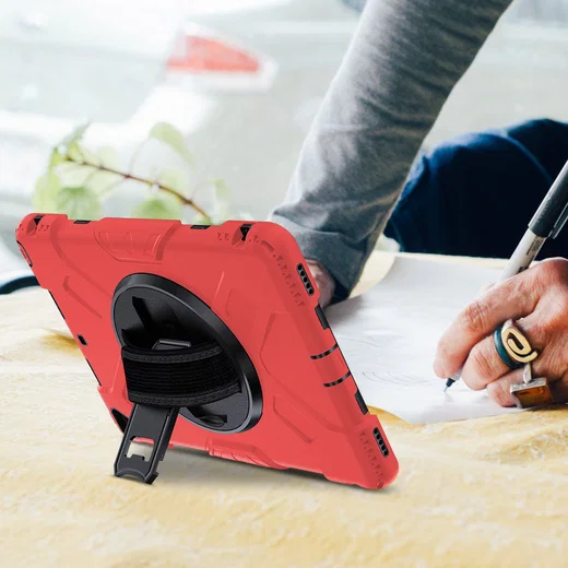 Apple iPad 10.2 2019 / 2020 / 2021 Hybride Hoesje met Handriem Rood afbeelding 16