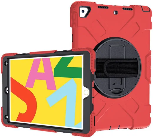 Apple iPad 10.2 2019 / 2020 / 2021 Hybride Hoesje met Handriem Rood afbeelding 29