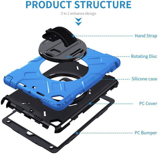 Apple iPad 10.2 2019 / 2020 / 2021 Hybride Hoesje met Handriem Blauw afbeelding 10