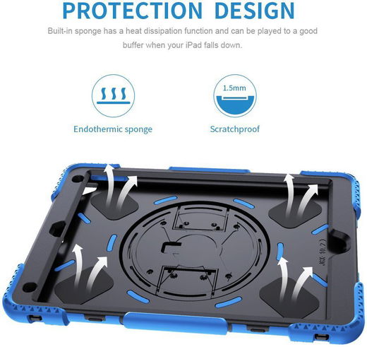 Apple iPad 10.2 2019 / 2020 / 2021 Hybride Hoesje met Handriem Blauw afbeelding 14