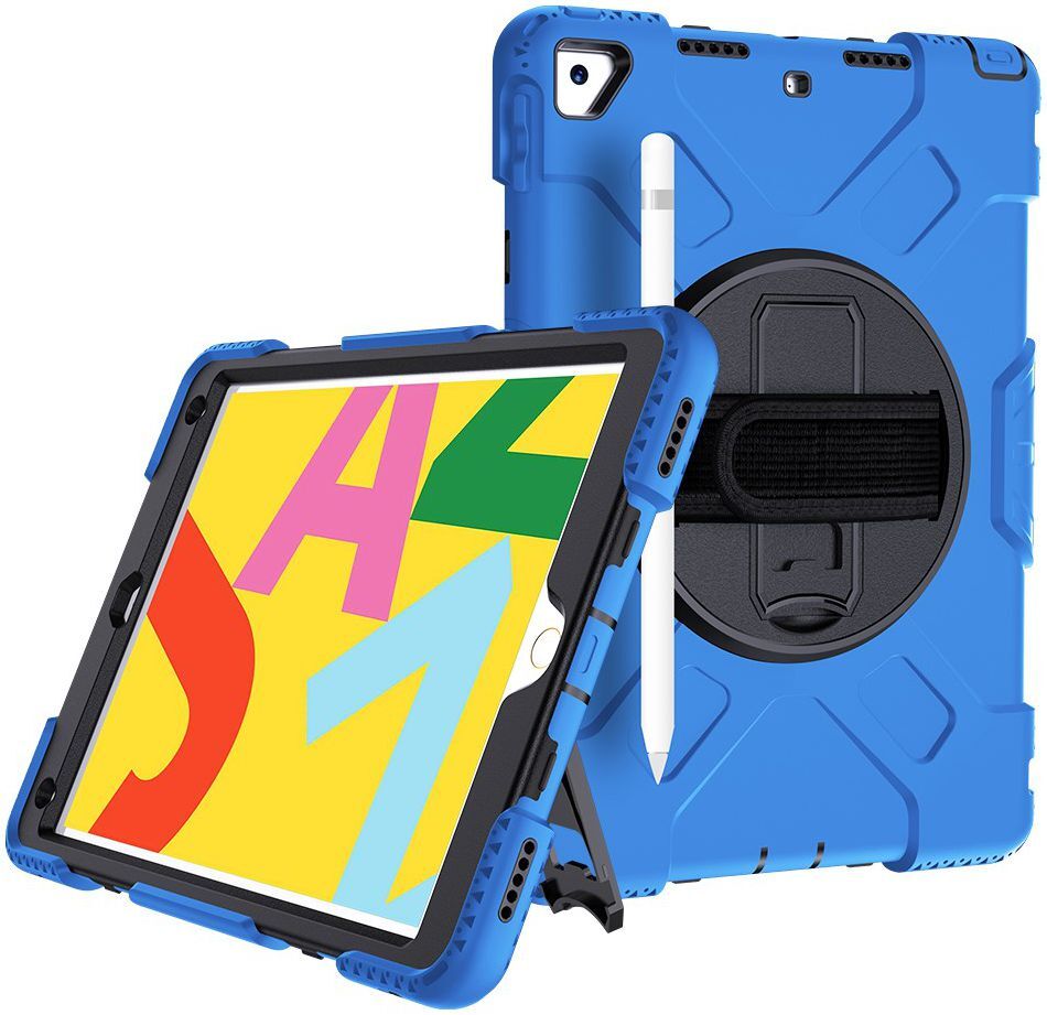 Apple iPad 10.2 2019 / 2020 / 2021 Hybride Hoesje met Handriem Blauw afbeelding 2