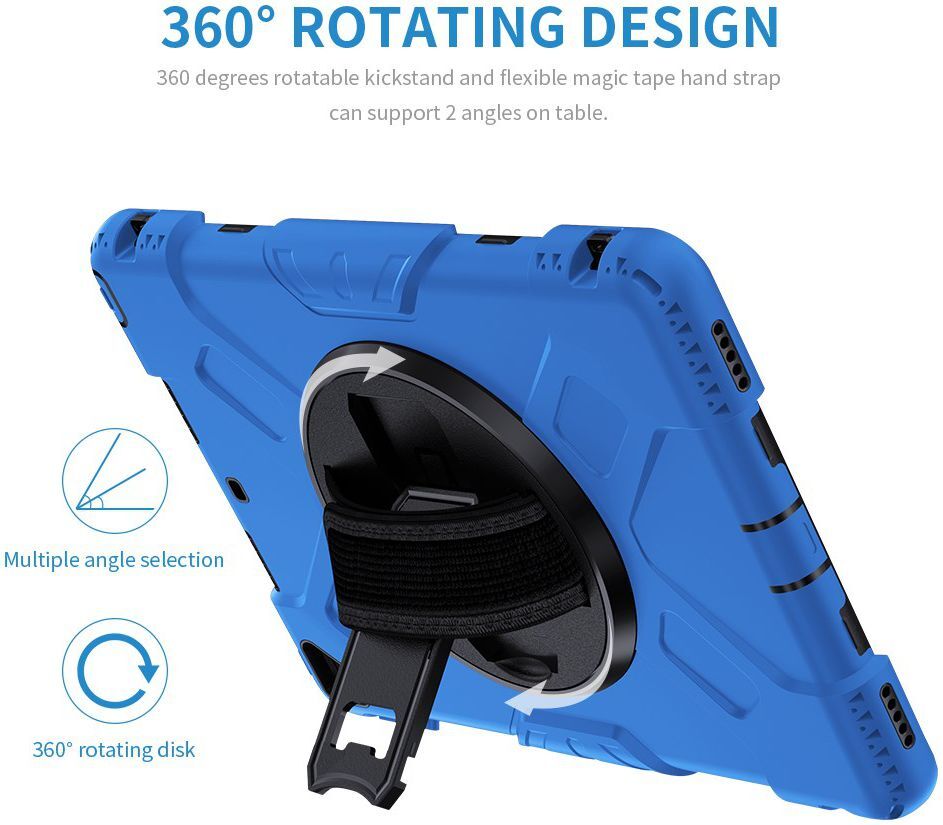 Apple iPad 10.2 2019 / 2020 / 2021 Hybride Hoesje met Handriem Blauw afbeelding 22