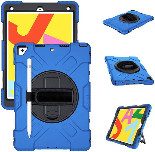 Apple iPad 10.2 2019 / 2020 / 2021 Hybride Hoesje met Handriem Blauw afbeelding 25