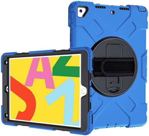 Apple iPad 10.2 2019 / 2020 / 2021 Hybride Hoesje met Handriem Blauw afbeelding 29