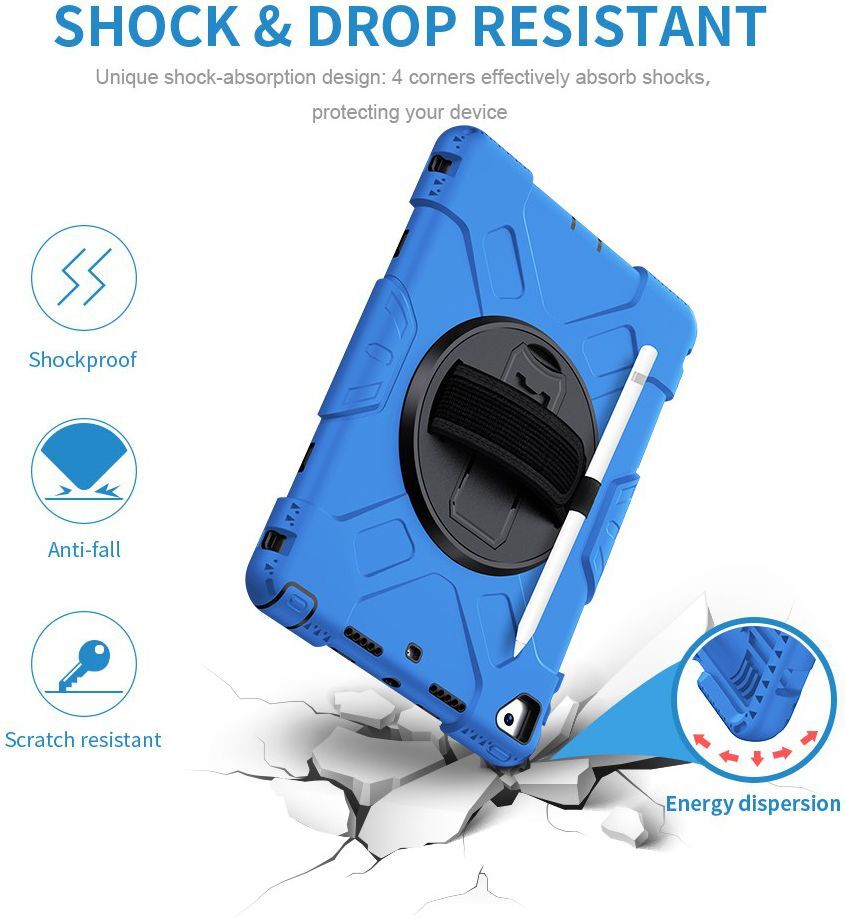 Apple iPad 10.2 2019 / 2020 / 2021 Hybride Hoesje met Handriem Blauw afbeelding 5