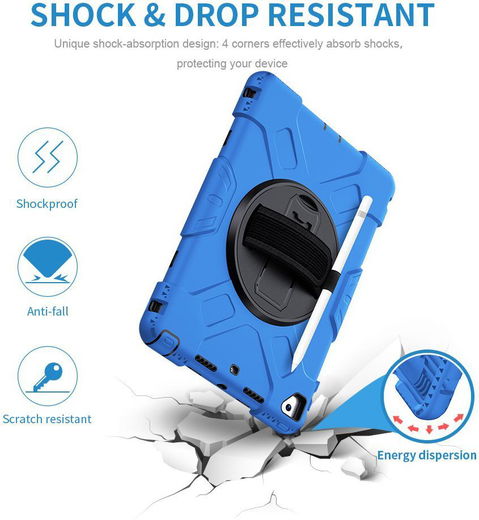 Apple iPad 10.2 2019 / 2020 / 2021 Hybride Hoesje met Handriem Blauw afbeelding 5