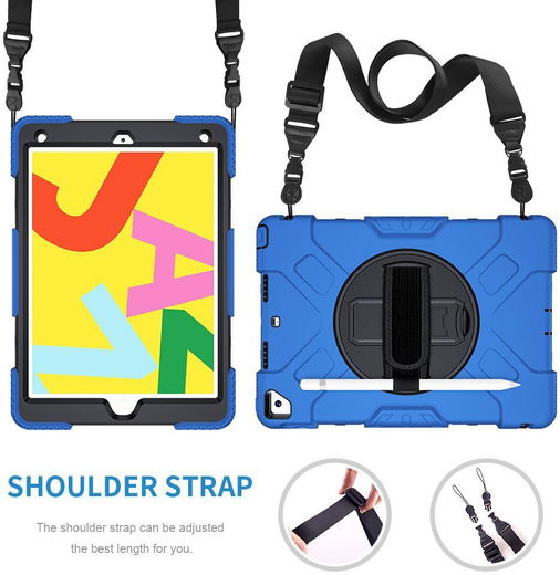 Apple iPad 10.2 2019 / 2020 / 2021 Hybride Hoesje met Handriem Blauw afbeelding 8