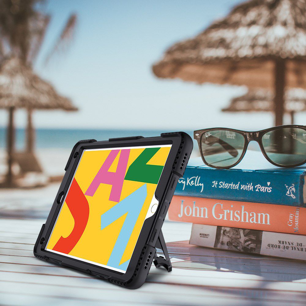 Apple iPad 10.2 2019 / 2020 / 2021 Hybride Hoesje met Handriem Zwart afbeelding 15