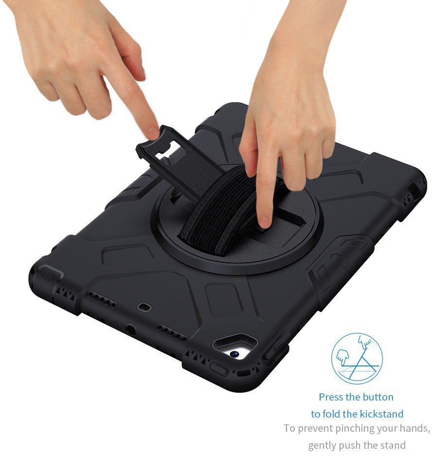 Apple iPad 10.2 2019 / 2020 / 2021 Hybride Hoesje met Handriem Zwart afbeelding 18