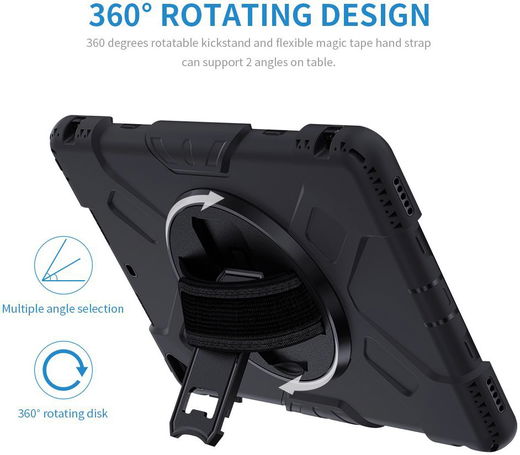 Apple iPad 10.2 2019 / 2020 / 2021 Hybride Hoesje met Handriem Zwart afbeelding 19