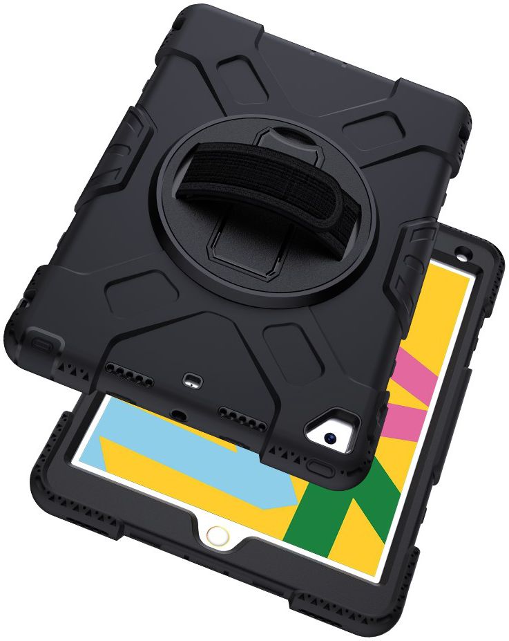 Apple iPad 10.2 2019 / 2020 / 2021 Hybride Hoesje met Handriem Zwart afbeelding 23