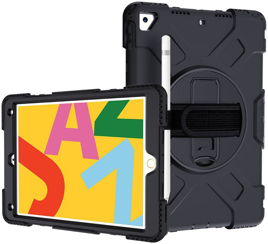 Apple iPad 10.2 2019 / 2020 / 2021 Hybride Hoesje met Handriem Zwart afbeelding 26