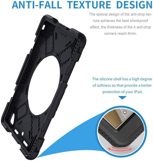 Apple iPad 10.2 2019 / 2020 / 2021 Hybride Hoesje met Handriem Zwart afbeelding 6