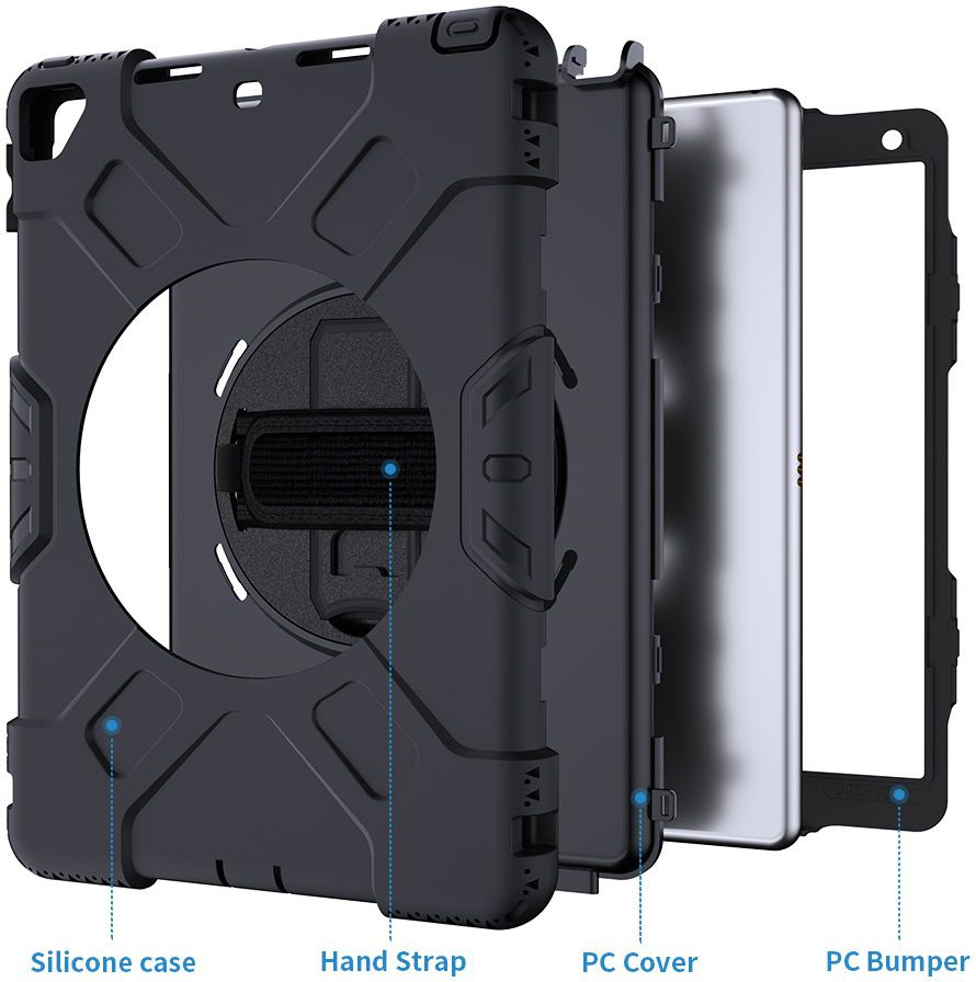 Apple iPad 10.2 2019 / 2020 / 2021 Hybride Hoesje met Handriem Zwart afbeelding 7