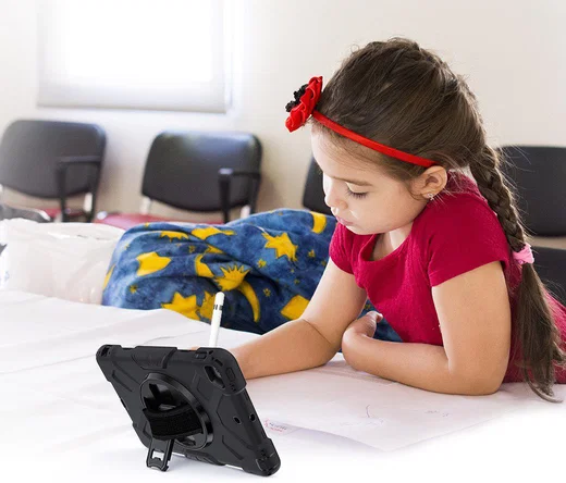 Apple iPad Mini 4 / Mini 2019 Hybride Stand Hoesje met Handriem Zwart afbeelding 9