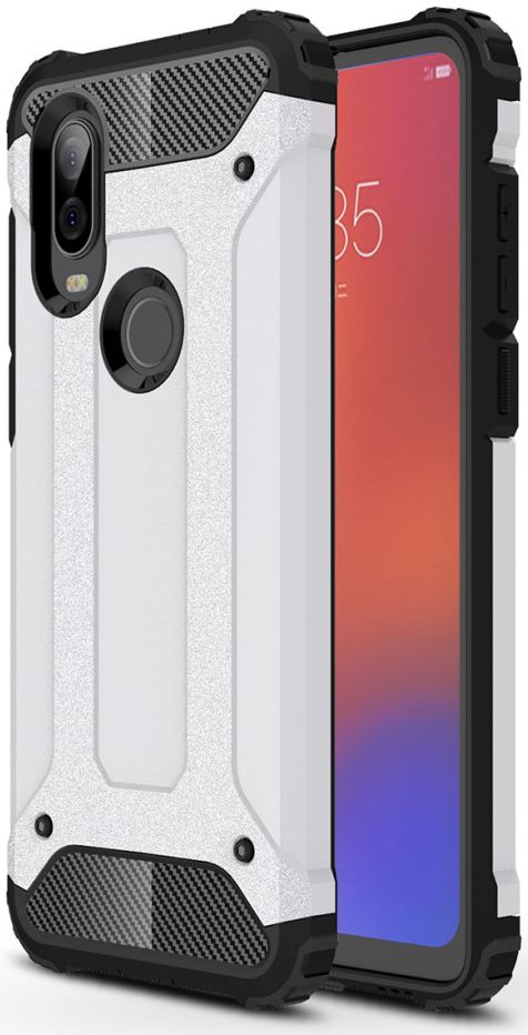 Motorola Moto P40 Action Schokbestendig Hybride Hoesje Wit afbeelding 2