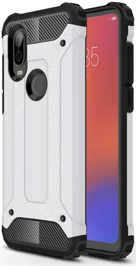 Motorola Moto P40 Action Schokbestendig Hybride Hoesje Wit afbeelding 2