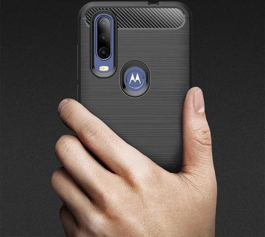 Motorola One Action Geborsteld TPU Hoesje Rood afbeelding 4