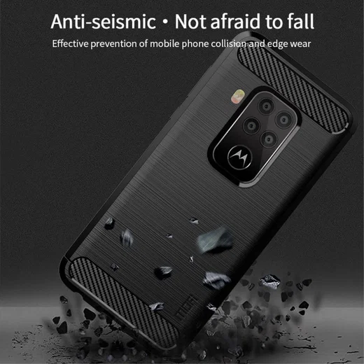 Motorola One Zoom Geborsteld TPU Hoesje Zwart afbeelding 2