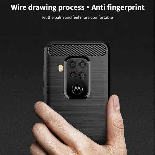 Motorola One Zoom Geborsteld TPU Hoesje Zwart afbeelding 4