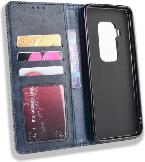Motorola One Zoom Vintage Portemonnee Hoesje Blauw afbeelding 3