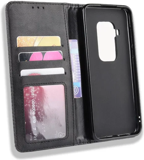 Motorola One Zoom Vintage Portemonnee Hoesje zwart afbeelding 3